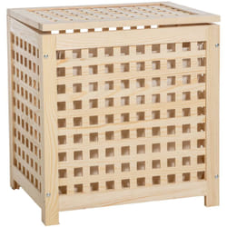 Décoshop26 - Panier à linge avec trous d'aération avec sac 55x52 cm en bois nature 100003819