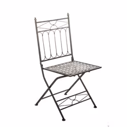 Chaise de jardin - Design rustique - Fer forgé - Pliable - Couleur bronze - 95 cm hauteur
