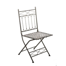 Chaise de jardin - Design rustique - Fer forgé - Pliable - Couleur bronze - 95 cm hauteur