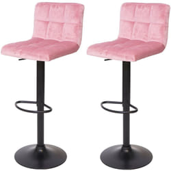 Lot de 2 tabourets de bar réglable en hauteur tissu velours rose velvet peids en métal noir 040000152