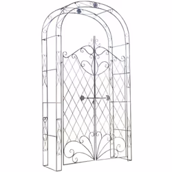 Notre arche à rosiers exclusif avec porte est joliment décoré avec de nombreux détails et sert comme aide à l'escalade pour l ...