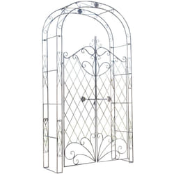 Décoshop26 - Arche à rosiers avec deux portes plantes grimpantes décoration jardin 220x120 cm en métal bronze 100003951