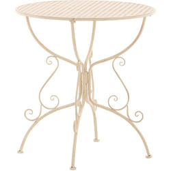 Table de jardin ronde hauteur 74 cm en métal crème vieilli 100004006