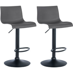 Lot de 2 tabourets de bar design simple avec repose-pieds en plastique gris pieds en métal noir 100004045