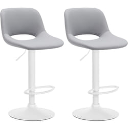 Tabourets de bar chaises haute x2 avec repose-pieds en pvc gris piètement métallique blanc 100004069