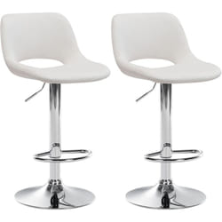 Tabourets de bar chaises haute x2 avec repose-pieds en velours crème piètement métallique chromé 100004072
