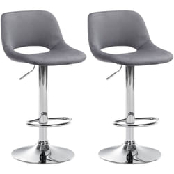 Tabourets de bar chaises haute x2 avec repose-pieds en velours gris foncé piètement métallique chromé 100004077