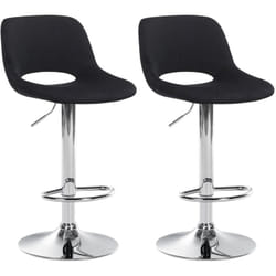 Tabourets de bar chaises haute x2 avec repose-pieds en velours noir piètement métallique chromé 100004078