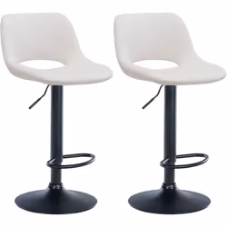 Tabourets de bar - Non spécifié - Velours crème - Réglable en hauteur - Lot de 2 - Métal noir