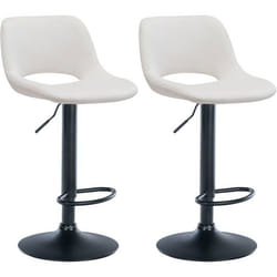 Tabourets de bar - Non spécifié - Velours crème - Réglable en hauteur - Lot de 2 - Métal noir