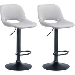 Tabourets de bar chaises haute x2 avec repose-pieds en velours gris clair piètement métallique noir 100004082