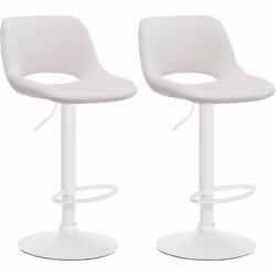 Tabourets de bar - Non spécifié - Velours crème - Réglable en hauteur - Lot de 2 - Métal blanc