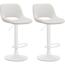 Tabourets de bar - Non spécifié - Velours crème - Réglable en hauteur - Lot de 2 - Métal blanc