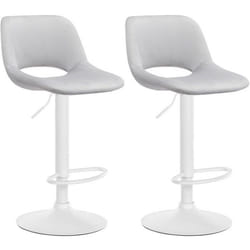 Tabourets de bar - Non spécifié - Velours gris clair - Réglable en hauteur - Lot de 2 - Métal blanc