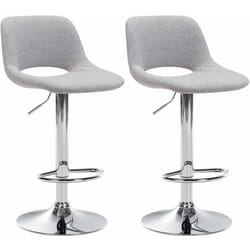 Tabourets de bar - Non spécifié - Modèle 10_0004094 - Tissu gris clair - Réglable en hauteur - Lot de 2