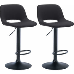 Tabourets de bar chaises haute x2 avec repose-pieds en tissu noir piètement métallique noir 100004098