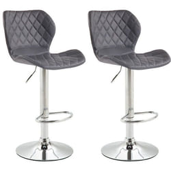 Tabourets de bar - Lot de 2 - Similicuir gris - Réglables en hauteur - Design industriel et scandinave