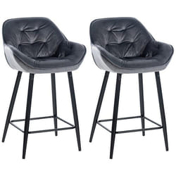 Tabourets de bar - Non spécifié - Lot de 2 - Velours gris foncé - Métal noir - Rembourrage confortable