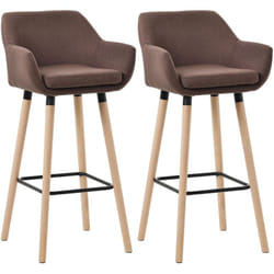 Lot de 2 tabourets de bar lounge design scandinave assise en tissu café pieds en bois repose-pieds en métal 100004176