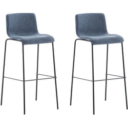 Lot de 2 tabourets de bar avec repose-pieds dossier incurvé en tissu bleu et 4 pieds en métal noir 100004197