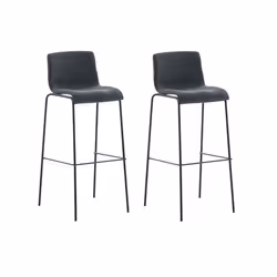 Tabourets de bar - Non spécifié - Lot de 2 - Tissu gris foncé - Dossier incurvé - Pieds en métal noir
