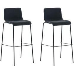 Lot de 2 tabourets de bar avec repose-pieds dossier incurvé en tissu noir et 4 pieds en métal noir 100004202