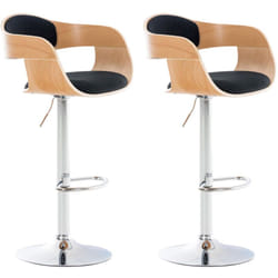 Lot de 2 tabourets de bar design scandinave en tissu noir et structure en bois clair 100004253