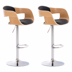 Tabouret de bar - Design Scandinave - Lot de 2 - Tissu gris foncé - Hauteur réglable - Pivotant 360°