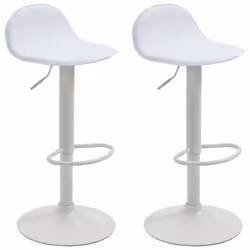 Tabouret de bar - Blanc - Lot de 2 - Réglable en hauteur - Design contemporain - Repose-pieds intégré