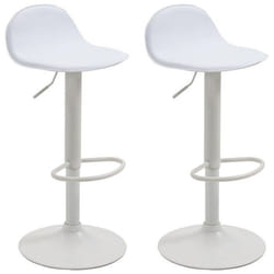 Tabouret de bar - Blanc - Lot de 2 - Réglable en hauteur - Design contemporain - Repose-pieds intégré