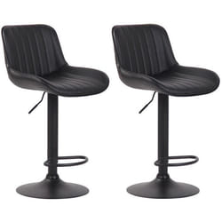 Tabourets de bar - Lot de 2 - Noir - Similicuir - Réglable en hauteur - Design contemporain
