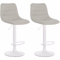 Tabourets de bar - Non spécifié - Lot de 2 - Tissu crème - Structure métallique blanche - Réglables en hauteur