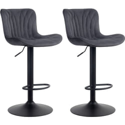 Lot de 2 tabourets de bar chaises hautes avec coutures décoratives en tissu velours noir pieds en métal noir 100004329