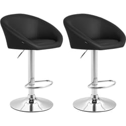 Lot de 2 tabourets de bar chaises hautes design moderne en pvc noir et métal chromé 100004347