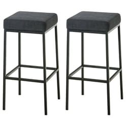 Lot de 2 tabourets de bar avec repose-pieds design simple hauteur 80 cm en tissu gris foncé et métal noir 100004369