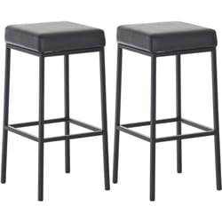 Lot de 2 tabourets de bar avec repose-pieds design simple hauteur 85 cm en pvc noir et métal noir 100004381
