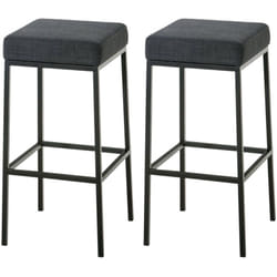 Lot de 2 tabourets de bar avec repose-pieds design simple hauteur 85 cm en tissu gris foncé et métal noir 100004383