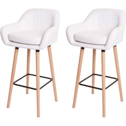 Lot de 2 tabourets de bar chaises de comptoir avec repose-pieds en pvc blanc 040000170