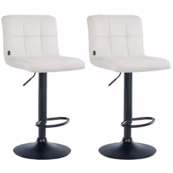 Lot de 2 tabourets de bar en velours creme avec coutures decoratives pied en trompette metal noir 10_0004395
