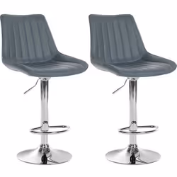 Tabourets de bar - Non spécifié - Lot de 2 - Réglable en hauteur - PVC gris - Pivotant 360°