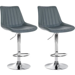 Tabourets de bar - Non spécifié - Lot de 2 - Réglable en hauteur - PVC gris - Pivotant 360°