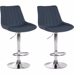 Tabourets de bar - Moderne - Réglables - Tissu gris foncé - Pied métal chrome - Lot de 2