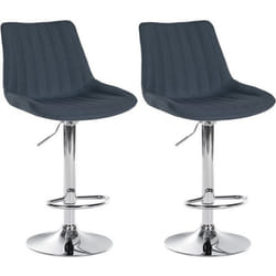 Tabourets de bar - Moderne - Réglables - Tissu gris foncé - Pied métal chrome - Lot de 2