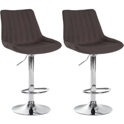 Lot de 2 tabourets de bar réglable en hauteur pivotant à 360° assise en tissu taupe couture verticale pied métal chromé 100004434