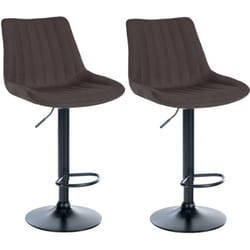 Lot de 2 tabourets de bar réglable en hauteur pivotant à 360° assise en tissu taupe couture verticale pied métal noir 100004437