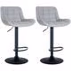 Tabourets de bar - Non spécifié - Lot de 2 - Métal noir - PVC gris - Réglables en hauteur