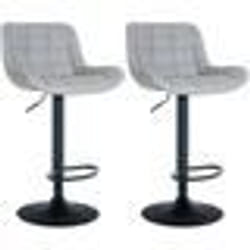 Tabourets de bar - Non spécifié - Lot de 2 - Métal noir - PVC gris - Réglables en hauteur