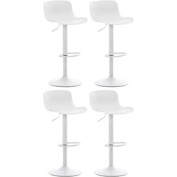 Lot de 4 tabourets de bar hauteur réglable et siège pivotant avec siège en plastique blanc métal blanc 100004491