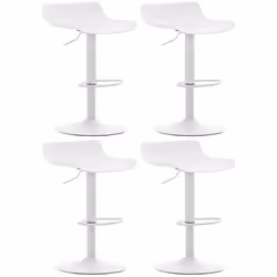 Tabourets de bar - Design moderne - Réglable en hauteur - Lot de 4 - Plastique blanc - Métal blanc
