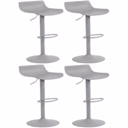 Tabourets de bar - Design moderne - Réglable en hauteur - Lot de 4 - Plastique gris - Métal gris